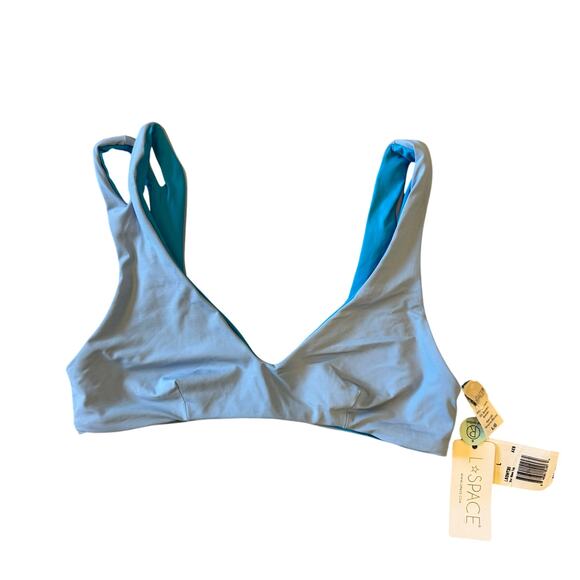 L Space One Wave Reversible Bikini Top Blue/Turquoise M NWT - Picture 4 of 12